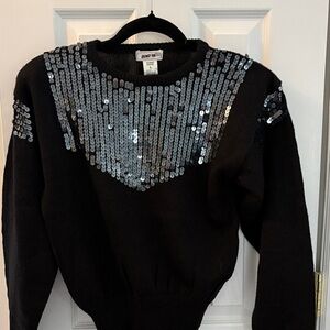 Jump Black Sweater with Silver Sequin Detail